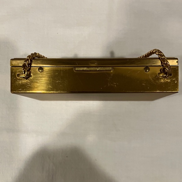 Vintage Saks Fifth Avenue Deco Gold-Tone 2-Sided Mini Audeire Compact Purse - Picture 7 of 12